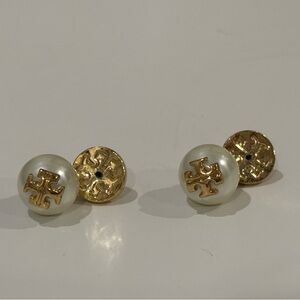 Tory Burch Elegant Gold Pearl Stud Earrings, only worn a couple of times